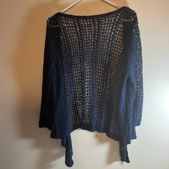 Dress Barn Navy Crochet Knit Sweater - Picture 2 of 5